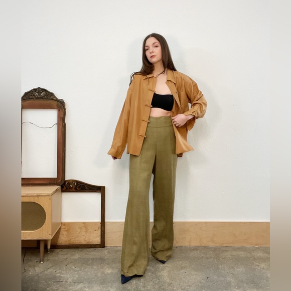 Lauren Ralph Lauren 100% Silk Wide Leg Trousers - SIze 12 - Picture 7 of 11